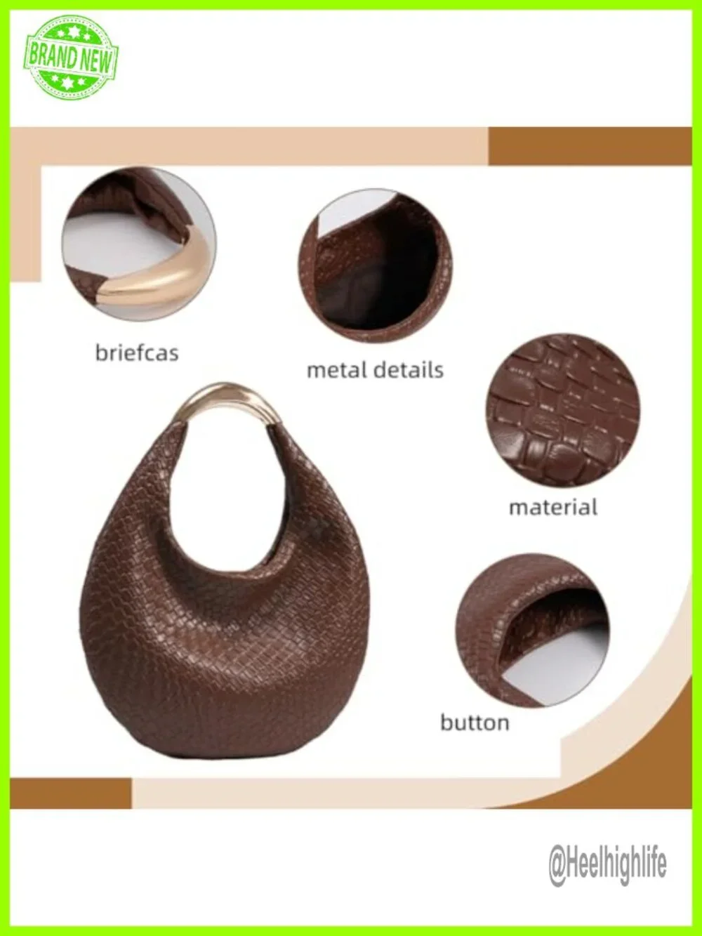 Woven Braided Hobo Bag, PU Leather Crescent Tote Handbag, Shoulder Purse